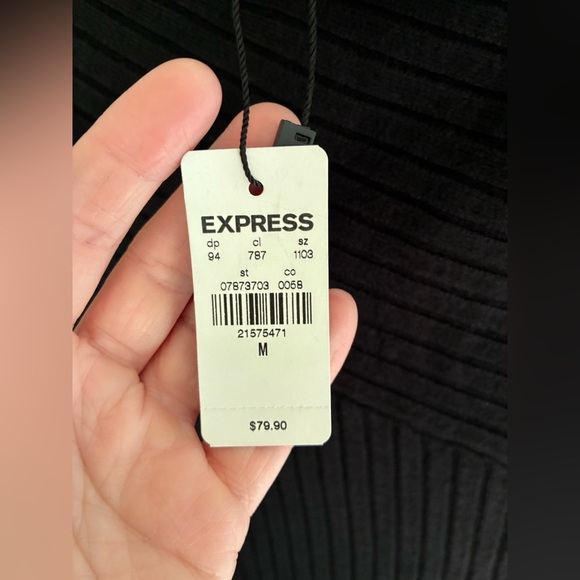 Express Black One Shoulder Sweater Dress Little Black Dress Size Medium - Picture 3 of 4